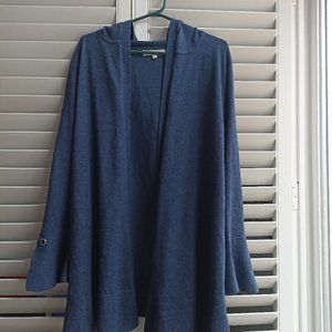 Pointelle cardigan with hoodie